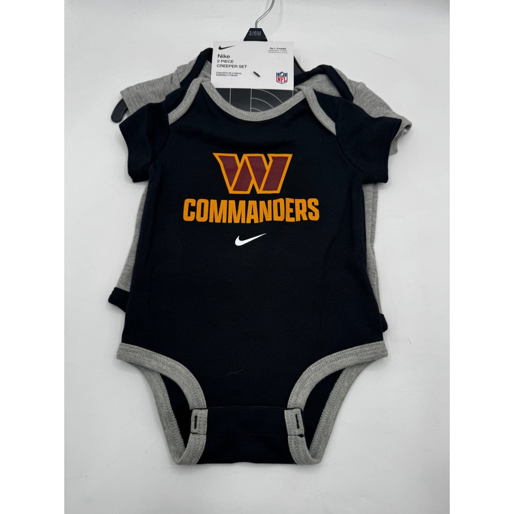 Nike Kids 3/6M Black/Grey Commanders 2 Piece Creeper Set NFL Football Baby New